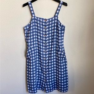 Terzo Millennio Italian Linen Gingham Button Down Dress Sz Medium